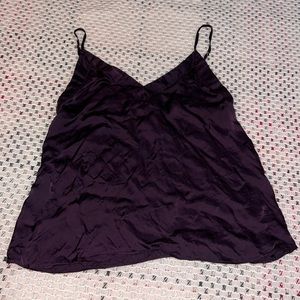 Aritzia Wilfred Cabrel dark purple satin v-neck camisole